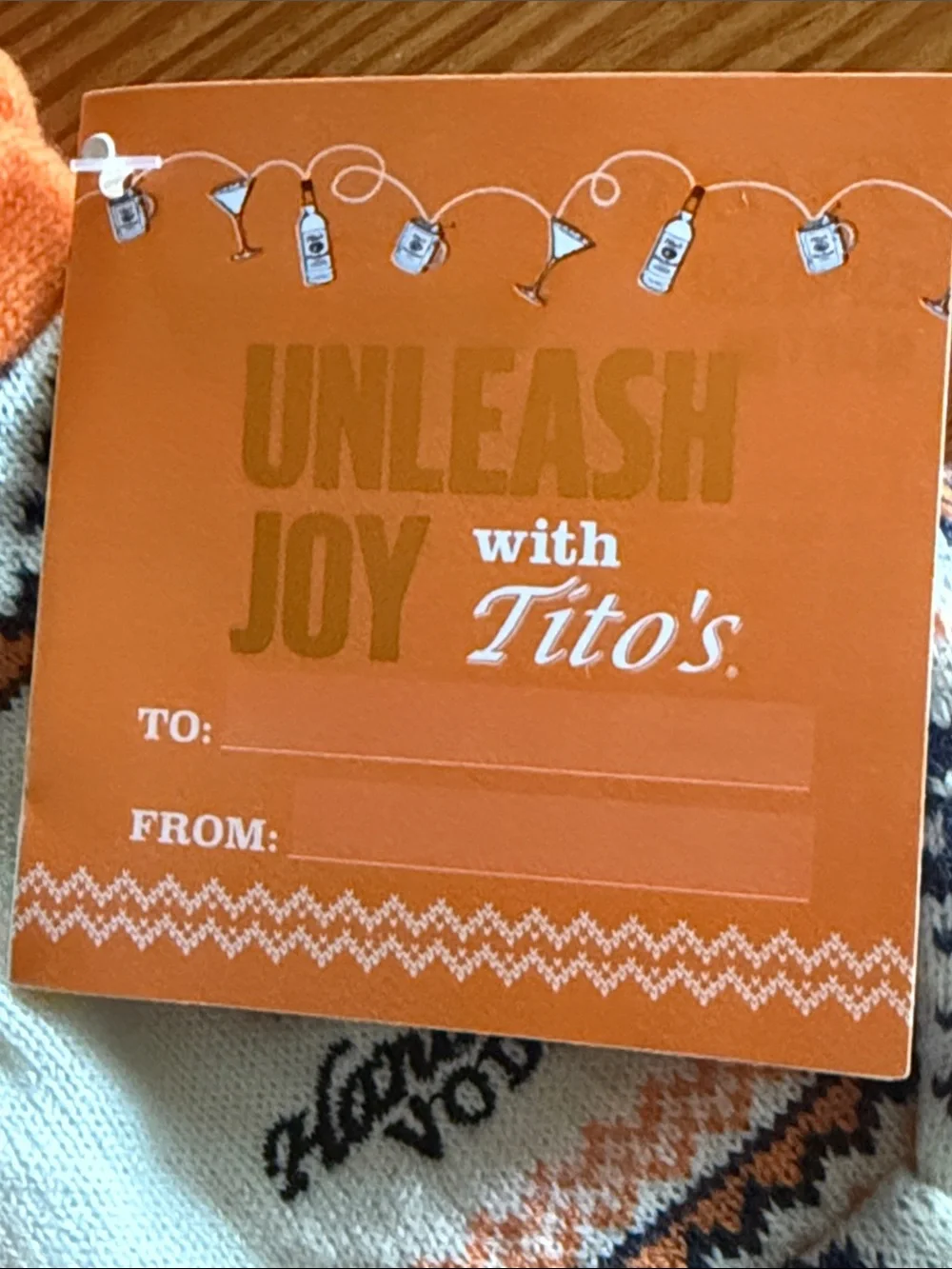 TITOS Sweater Bottle Topper